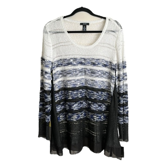 ALFANI Lightweight Ombre Stripe Semi-Sheer Sweater Tunic Sequined Casual Chic XL - Picture 1 of 14